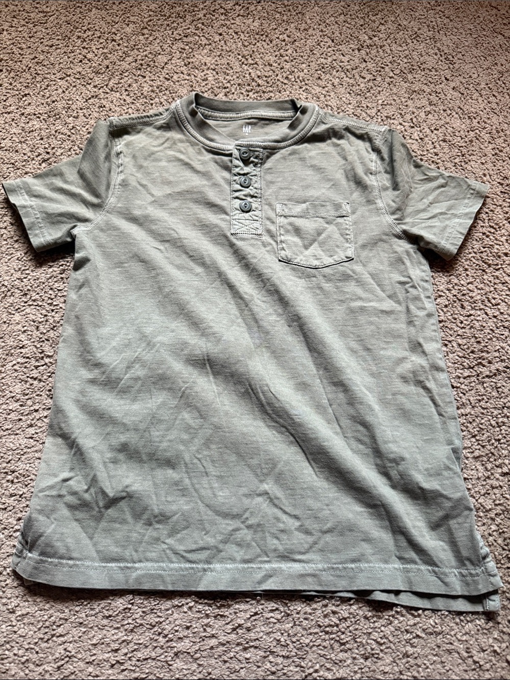 GAP Kids Olive Green Short Sleeve Henley with Chest Pocket